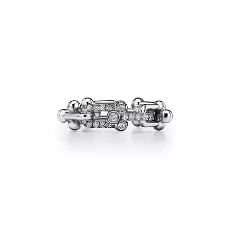 Tiffany HardWear Small Link Ring in White Gold with Diamonds | Tiffany & Co.