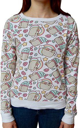 Amazon.com: Pusheen The Cat Rainbows Unicorns and Mermaids Juniors Sweatshirt (XL) : Clothing, Shoes & Jewelry