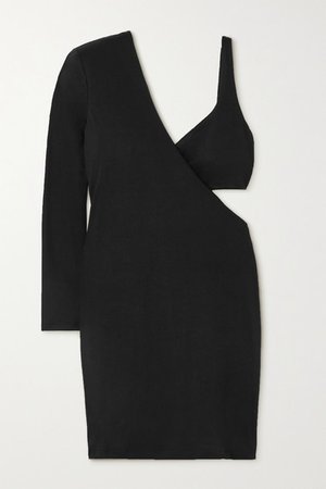 Frances One-sleeve Cutout Stretch-jersey Mini Dress - Black