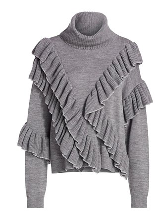 grey ruffle sweater