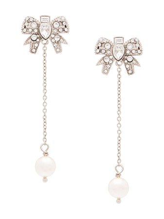 Shop Miu Miu micro bow crystal pendant earrings with Express Delivery - FARFETCH