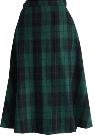 long green plaid skirt