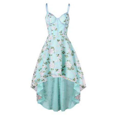 Sweet Lolita Vintage Gothic Women Embroidered High Low Dress Strappy Blue Green | eBay