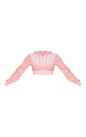 PRETTYLITTLETHING SHAPE DUSTY PINK VELOUR EXTREME CROP SWEATER