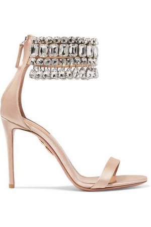 Aquazzura | Gem Palace crystal-embellished satin sandals | NET-A-PORTER.COM