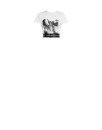 Alexander McQueen | Bustier Print T-Shirt in White/Black plus Eyelet Medium Waist Belt (Dei5 edit)