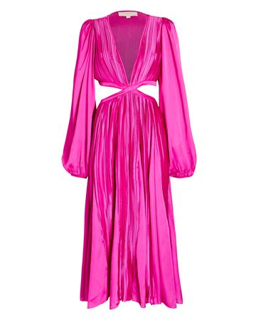 Rococo Sand Cassi Cut-Out Satin Maxi Dress in pink | INTERMIX®