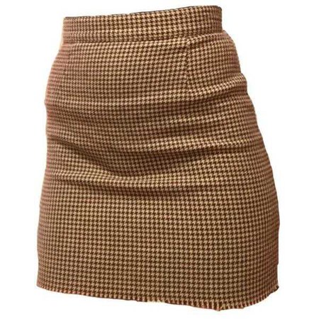 tight houndstooth brown mini skirt