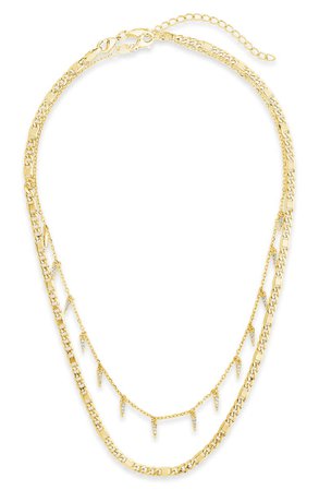 Sterling Forever Cubic Zirconia Layered Charm Necklace | Nordstrom
