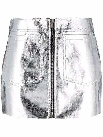 Saint Laurent metallic-effect zip-fastening skirt - FARFETCH