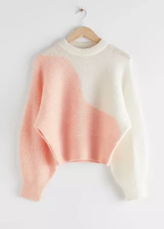 Colour Block Wave Sweater - White Peach - Sweaters - & Other Stories