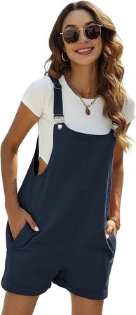 Amazon.com: Fiona Jolin Women's Summer Cotton Linen Short Overalls Casual Bib Overall Shorts Jumpsuits Rompers with Pockets (Navy-M) : Clothing, Shoes & Jewelry