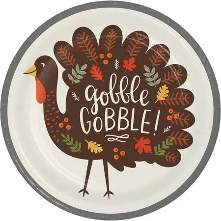 10ct Thanksgiving Turkey 11'' Paper Dinner Plate : Target