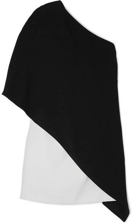 Asymmetric Two-tone Cady Dress - Black
