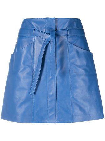 Isabel Marant belted A-line lambskin skirt