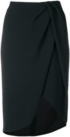 front-slit draped skirt