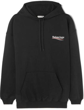 Oversized Cotton-jersey Hooded Top - Black