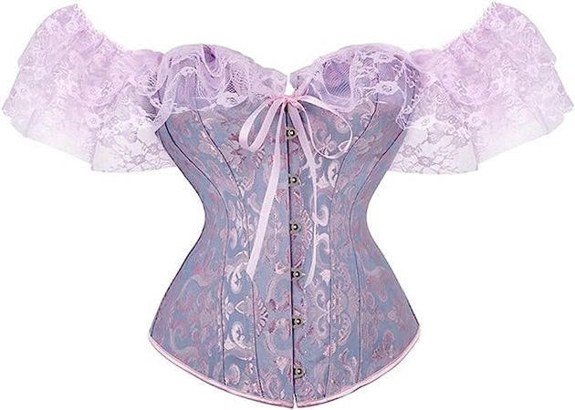 Amazon.com: SHYMMUO Women Purple Corset Top with Sleeves Sexy Bustier Lingerie Waist Cincher Overbust Boned Costume Tops M: Clothing, Shoes & Jewelry