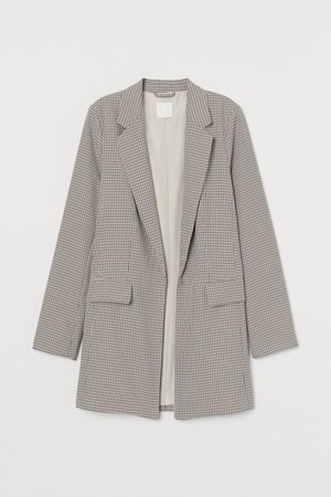 Long Jacket - Beige/black checked - Ladies | H&M US