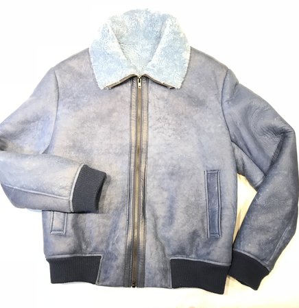 Kashani Powder Blue Blouson Shearling Jacket – Dudes Boutique