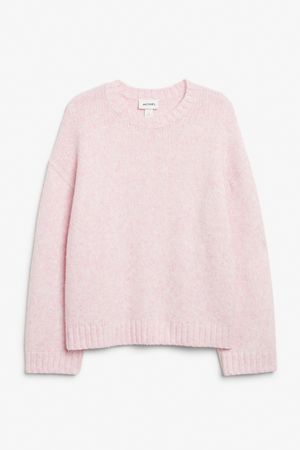 Chunky knit oversized sweater - Light pink - Monki WW