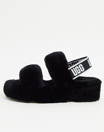 UGG Oh Yeah logo double strap sandals in black | ASOS