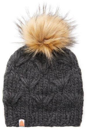 Sh*T That I Knit The Motley Merino Wool Beanie with Removable Faux Fur Pompom