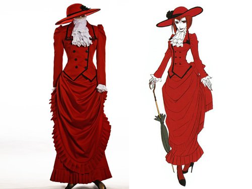 Black Butler Kuroshitsuji Cosplay Angelina Durless (Madam Red) Costume Victorian Tour Outfit