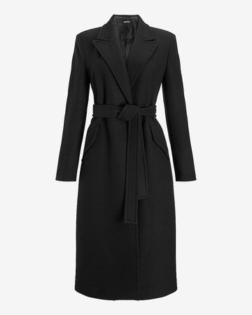 Wool-blend Belted Wrap Front Coat | Express