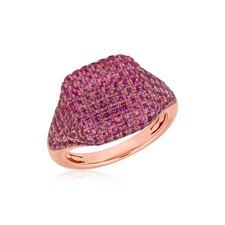 Anne Sisteron 14KT Rose Gold Pink Sapphire Cushion Pinkie Ring