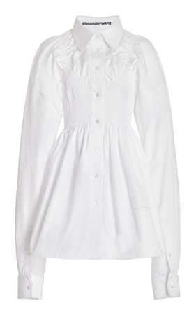 Smocked Cotton Mini Shirt Dress By Alexander Wang | Moda Operandi