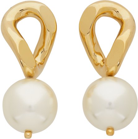 simone rocha, gold baby pearl link earrings