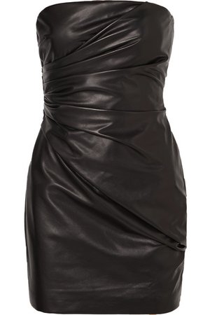 Versace | Strapless ruched leather mini dress | NET-A-PORTER.COM