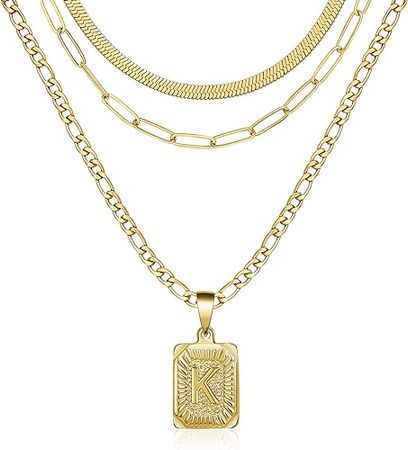 Amazon.com: JoycuFF Gold Necklace for Women Layered 18K Gold Plated Chain Trendy Jewelry for Teen Girls Aesthetic Birthday Gifts for Best Friends Initial Necklace Letter K Pendent: Clothing, Shoes & Jewelry