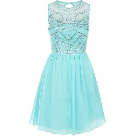 Turquoise Sequined Skater Dress