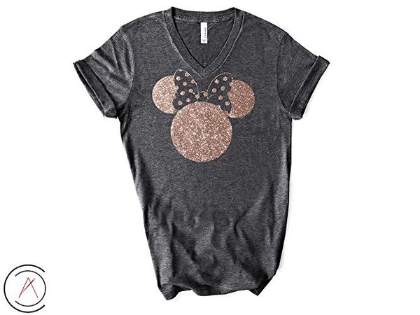 Amazon.com: Disney Shirts for Women, Minnie Mouse Rose Gold Glitter Ears, Disneyland Trip Birthday Outfits, Cute T-Shirts: Handmade