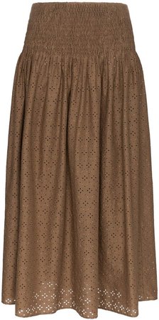 Abacos embroidered smocked cotton skirt