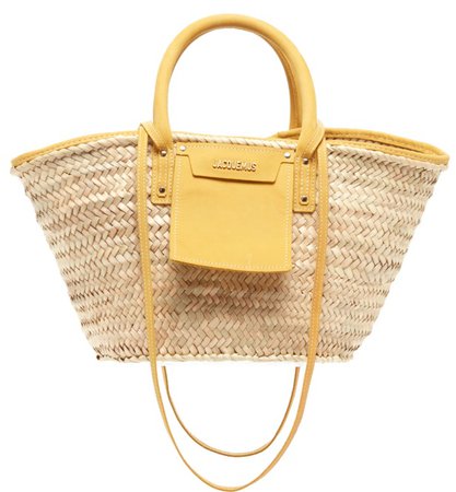 JACQUEMUS Yellow Le Panier Soleil Straw Handbag