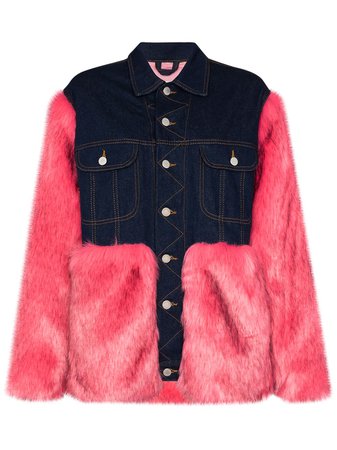 Natasha Zinko Oversized faux-fur Denim Jacket - Farfetch