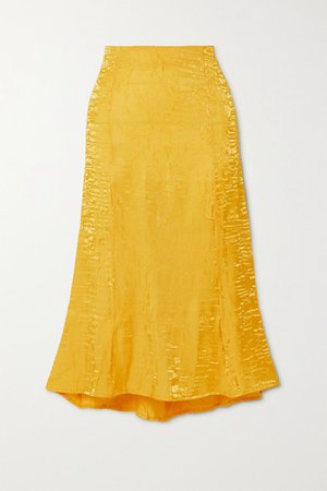Grace Crinkled-satin Midi Skirt - Yellow