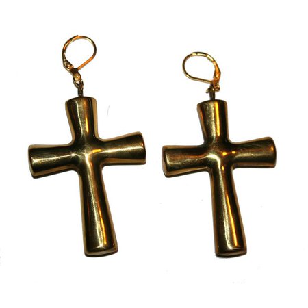 Vintage Large Gold Cross Earrings Catholic Christian Gothic | Etsy