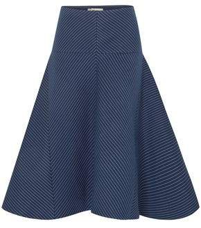 Flared Pinstriped Cotton-blend Gabardine Midi Skirt