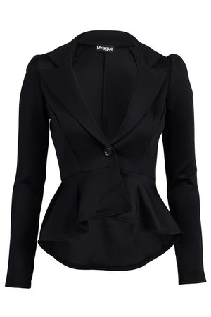 WOMENS CASUAL BLACK BLAZER LADIES NEW PEPLUM DETAIL FITTED DAY JACKET