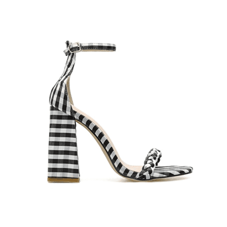 JESSICABUURMAN – MAOIE Block Heel Checkered Plaid Sandals