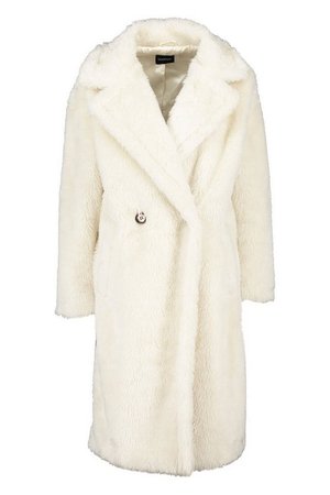 Oversized Teddy Faux Fur Coat | Boohoo white