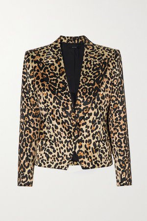 Leopard print Cropped leopard-print cotton and silk-blend satin blazer | TOM FORD | NET-A-PORTER