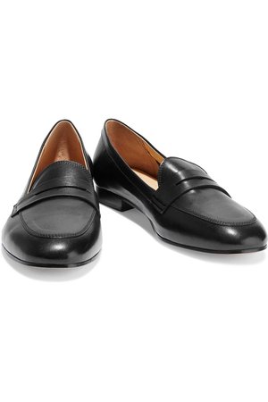 Black Fern leather loafers | Sale up to 70% off | THE OUTNET | IRIS & INK | THE OUTNET