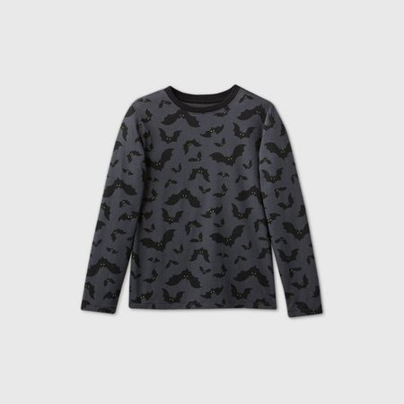 Boys' Halloween Long Sleeve 'Bats' Graphic T-Shirt - Cat & Jack™ Gray : Target