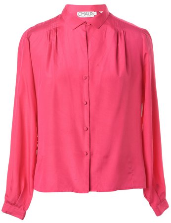 Women's Button Front Blouse Pink, L | Beyond Retro - E00502826