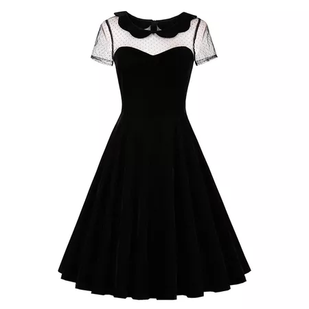 Sisjuly 2018 Summer Female Party Dress Solid Black Dresses Sexy Hollow Out Vintage Gothic Dress Summer Peter Pan Collar Dresses-in Dresses from Women's Clothing on Aliexpress.com | Alibaba Group